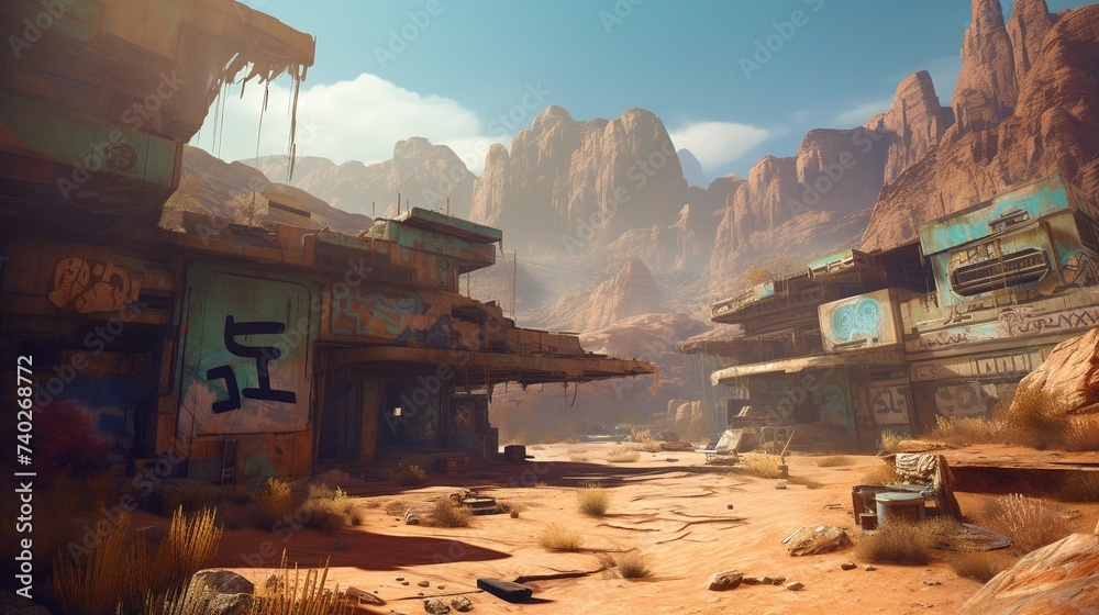 Obraz premium A village in the desert mountains