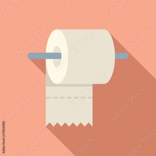 Toilet paper roll icon flat vector. Morning treatments. Nature organic bath