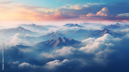 Sunrise over the clouds background and wallpaper, Winterlandschaft