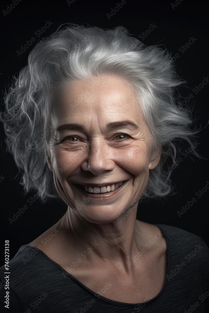 a beautiful older woman with grey hair happy and smile a beautiful older woman with grey hair happy and smile