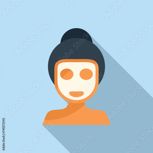 Face mask care icon flat vector. Medical treatment. Morning care skin
