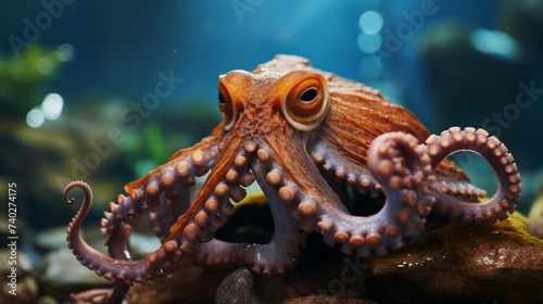 Close Up of an Octopus in an Aquarium photo