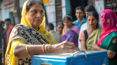 The Power of Democracy: Indian Woman Voting at a Polling Booth