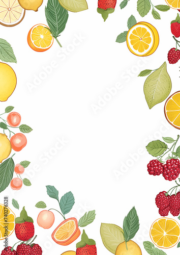 Cover page illustration for recipe books based on fruit patterns with hand drawn fruits. Cookery or culinary books cover layout. A4 size design. 