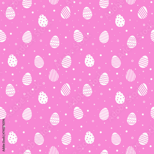 Design of Easter background. Seamless pattern with ornate eggs. Vector illustration