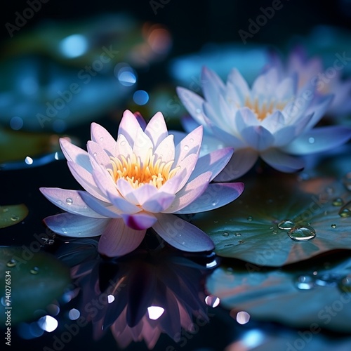 Stunning close-up image showcasing the enchanting water lilies photo © Biplob