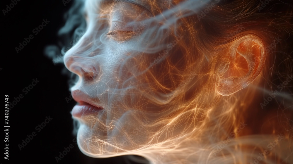 Ethereal Portrait of Woman with Light Fractals Ethereal Portrait of Woman with Light Fractals