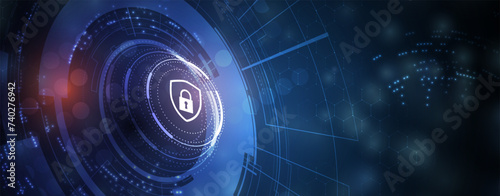 Cyber security and information or network protection. Future cyber technology web services for business and internet project