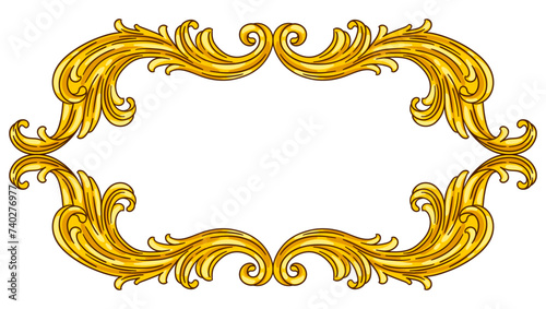 Floral frame in baroque style. Decorative curling plant.