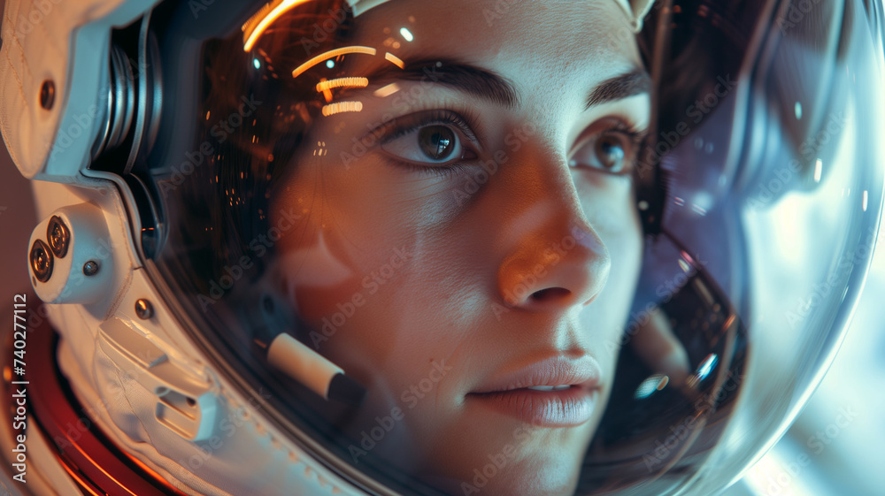 Woman Astronaut in Contemplation - obrazy, fototapety, plakaty 