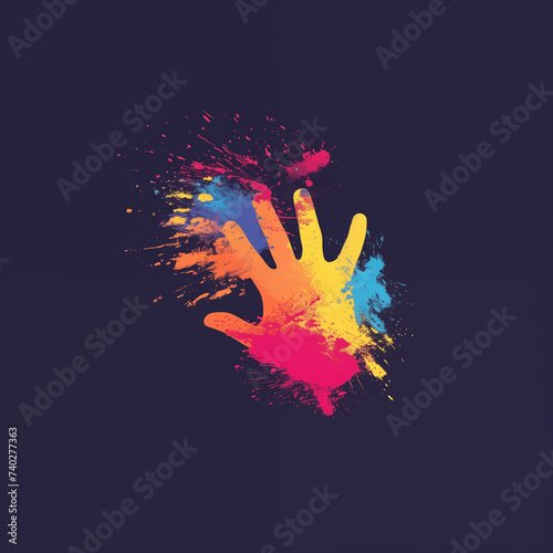 Colorful hand logo for the Holi festival