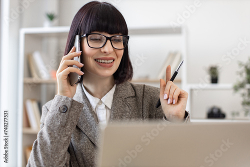 Photography Experienced employee coming up with idea of improving company productivity in workplace