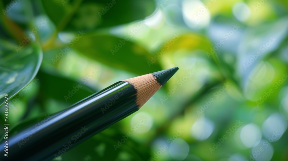 Gros plan sur un crayon de maquillage sur fond de nature » IA générative - obrazy, fototapety, plakaty 