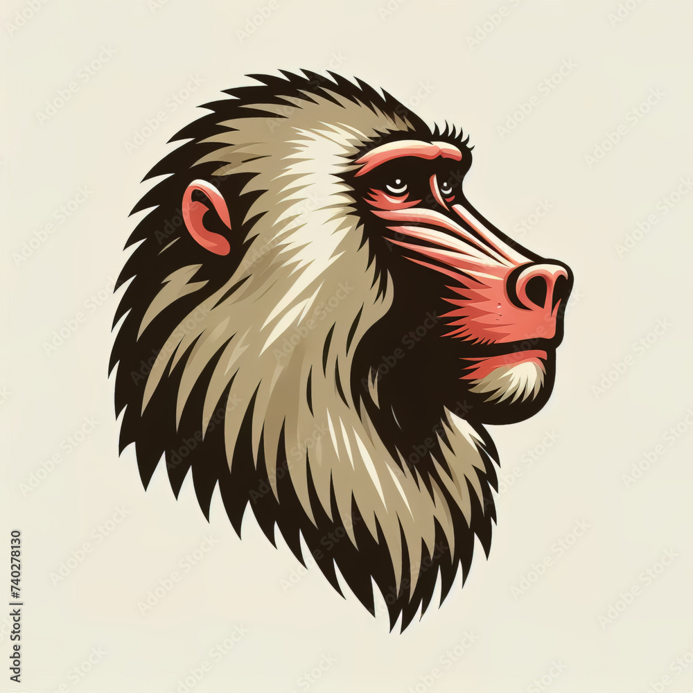 Baboon head logo. illustration on white background