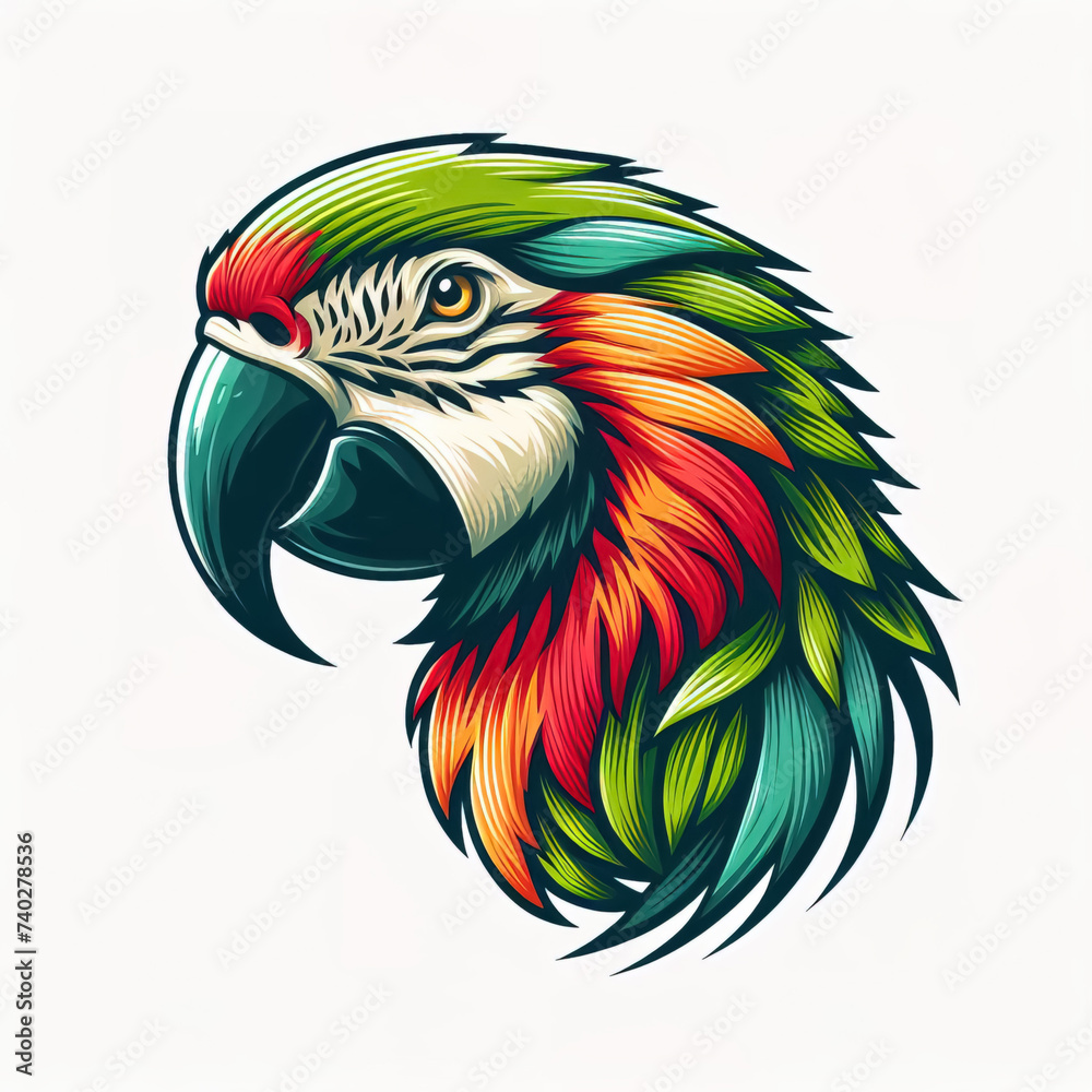 Obraz premium Parrot head logo. illustration on white background