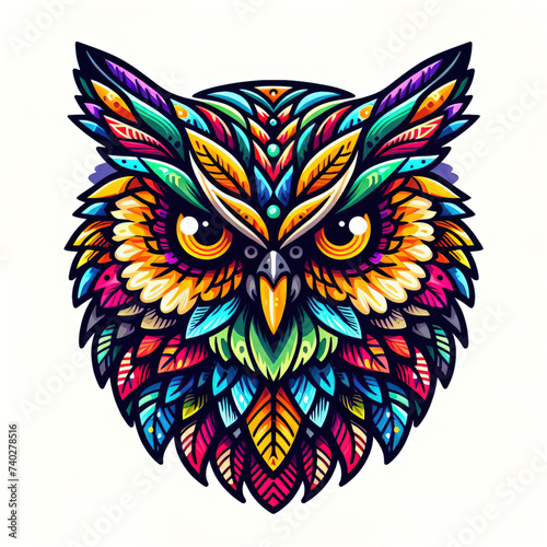 colorful Owl head logo. illustration on white background