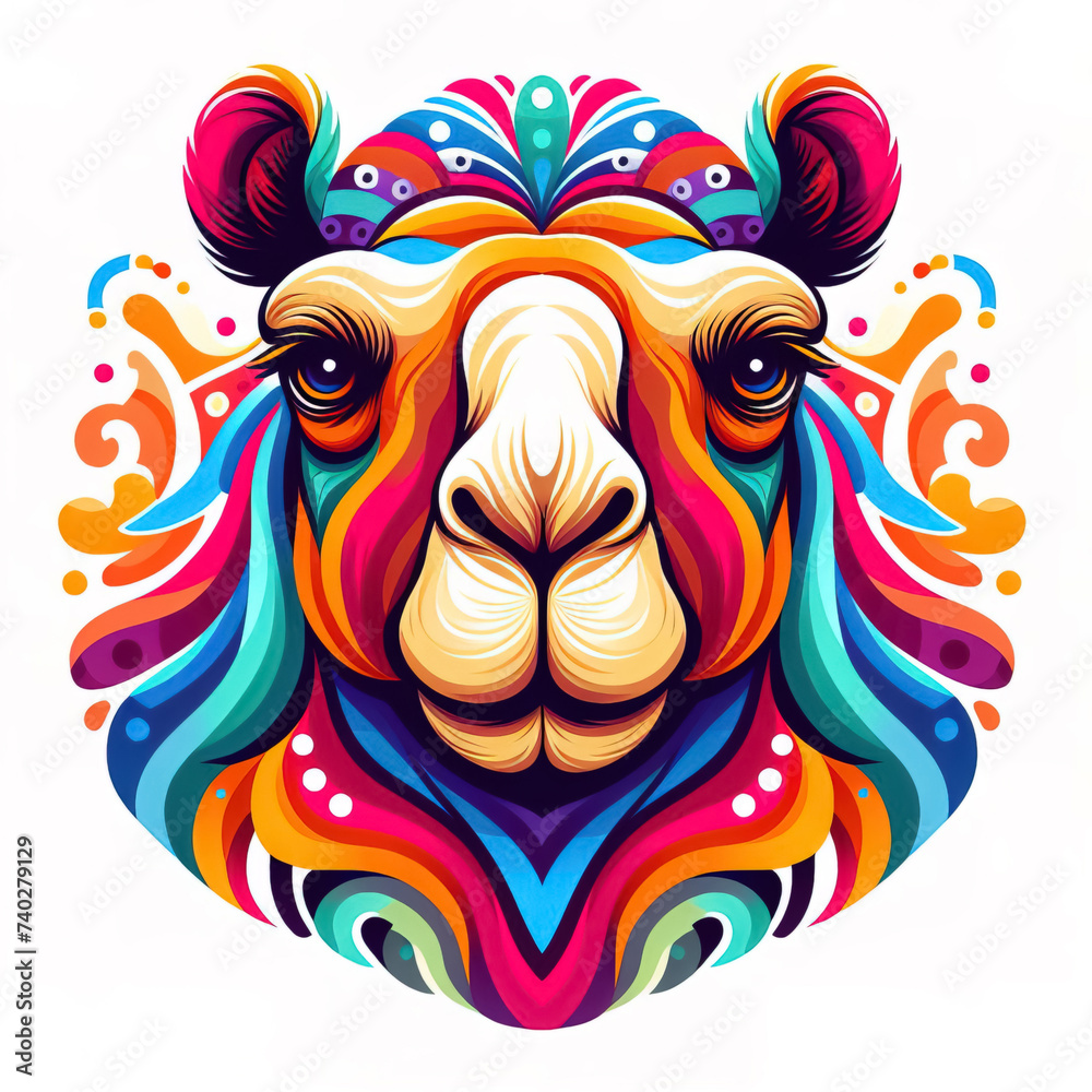 colorful Camel head logo. illustration on white background