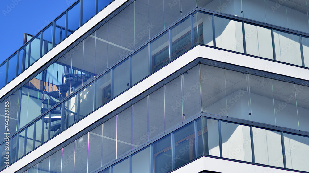 Modern architecture of urban residential apartment building. Apartment building exterior, residential house facade. Modern architecture of urban residential apartment building. Apartment building exterior, residential house facade.