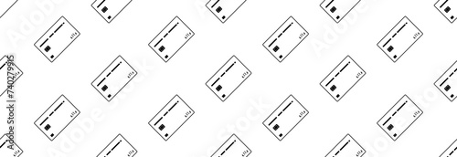 Bank credit card on a white background, seamless pattern.