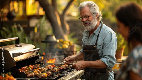 Hosting a backyard barbecue for friends and neighbors, the retired couple turns up the music and clears a space on the patio for dancing, delighting their guests with their infectious energy and enthu