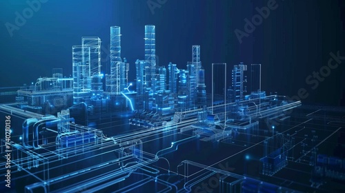 The concept of construction technology intersects with communication networks, embodying the principles of Industry 4.0 and factory automation photo