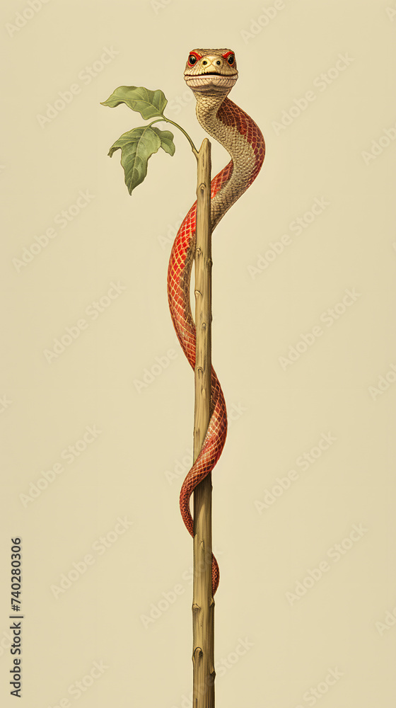 Snake on a stick, pharma, medicine, snake on walking stick, symbol, illustrated symbol Snake on a stick, pharma, medicine, snake on walking stick, symbol, illustrated symbol