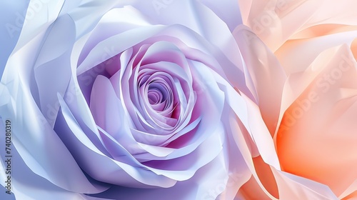 Ethereal Bloom: Abstract Rose Background in Two Colors on Blue and Pink_Generative AI