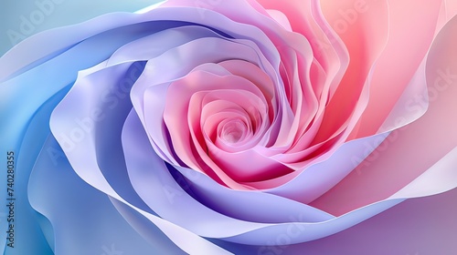 Ethereal Bloom: Abstract Rose Background in Two Colors on Blue and Pink_Generative AI