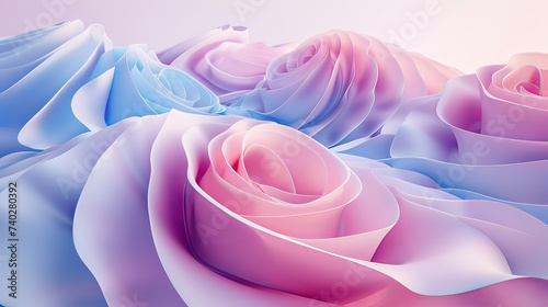 Ethereal Bloom: Abstract Rose Background in Two Colors on Blue and Pink_Generative AI