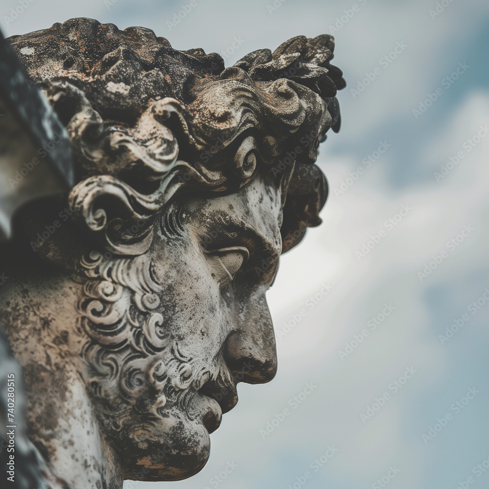 Ancient Statue Profile Against Sky - Historical Sculpture Photography