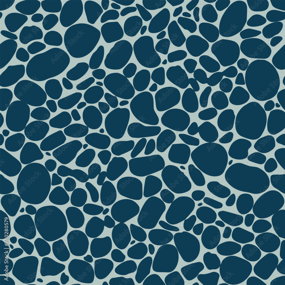 Obraz premium Pebble mosaic seamless pattern. Modern texture of bubbles. Abstract geometric background design. Vector illustration.