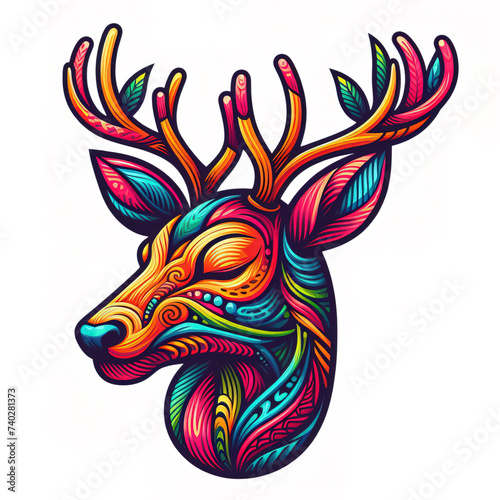 colorful Deer head logo. illustration on white background