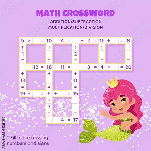 Foto Math Crossword puzzle for children