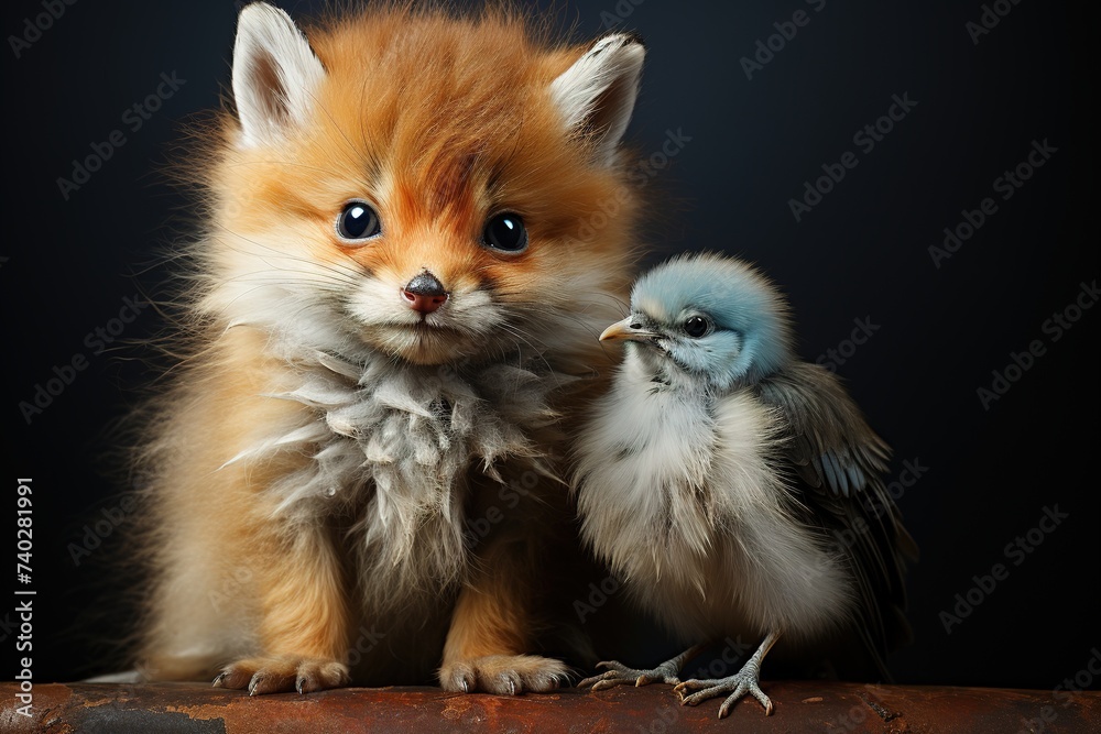 red fox with a bird