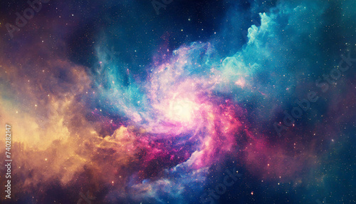 Vibrant nebula swirls in deep space, a celestial canvas of cosmic wonders © Your Hand Please