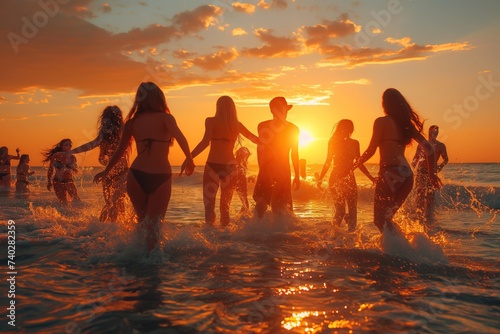 Travelers enjoying beach parties and fun activities at the seaside.  'generative AI' 