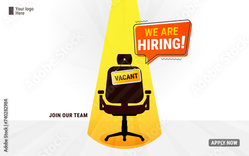 We're hiring banner design. We are hiring job announcement template design employee vacancy announcement vacant position vector.