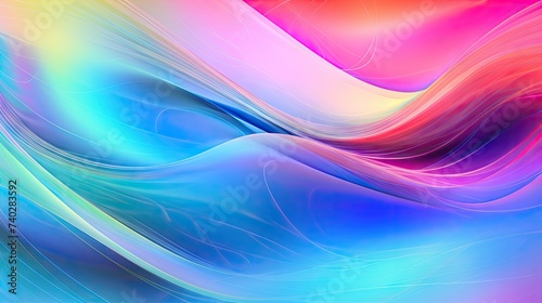 Vibrant Abstract Holographic Background Bursting with Colorful Geometric Lines and Shapes
