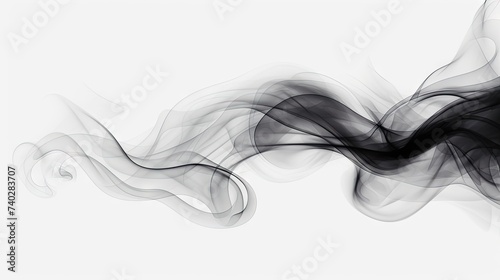 Ethereal Abstract Black Smoke Swirling on Clean White Background