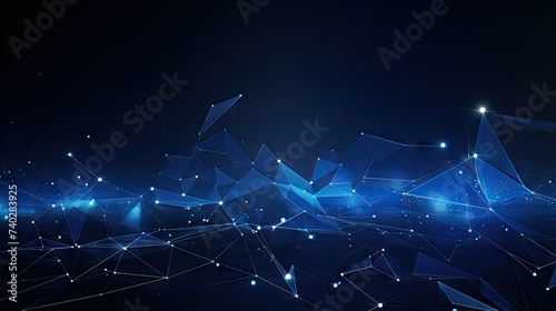 Futuristic Blue and White Geometric Pattern on Dark Background for Digital Technology Design