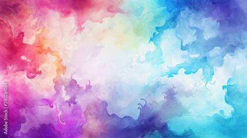 Vibrant Watercolor Splash: Abstract Painting of Colorful Rings and Swirls