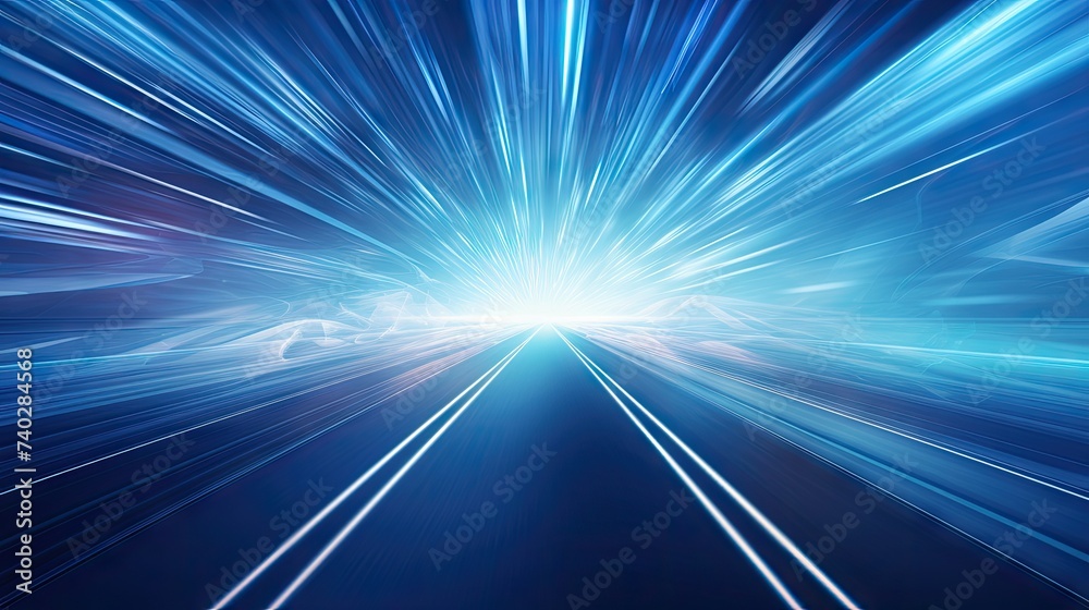 Dynamic Blue Speed Lines Racing Through Abstract Highway Perspective