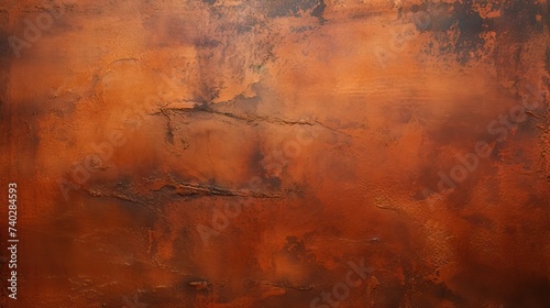 Abstract Rough Copper Metallic Wall with Red and Brown Colors