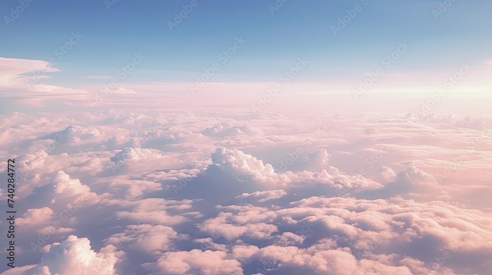 Incredible Aerial View: Majestic Clouds and Sunlight Seen from Airplane Window