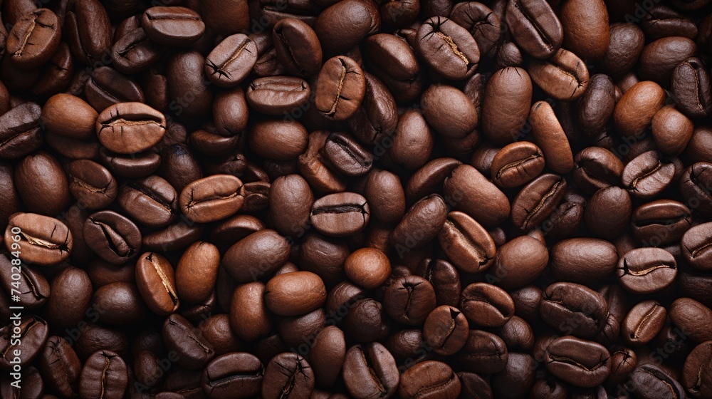 Naklejka premium Aromatic Coffee Beans Piled High, Creating a Rich and Inviting Background for Coffee lovers