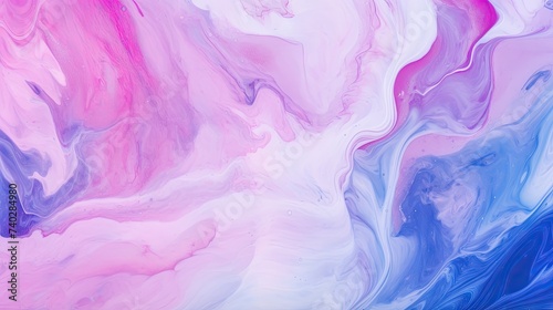 Vibrant Abstract Painting in Pink and Blue Tones with Marbleized Effect