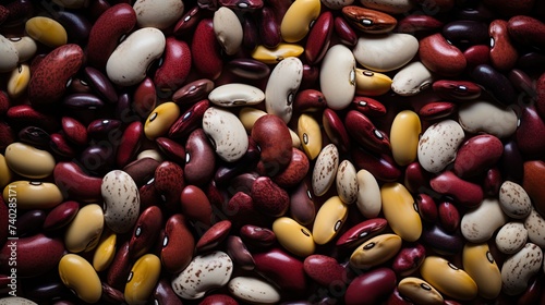 Assorted Colorful Kidney Beans Heap in a Vibrant and Diverse Pile
