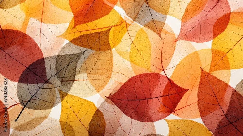 Vibrant Foliage Palette: Multicolored Autumn Leaves on Transparent Background