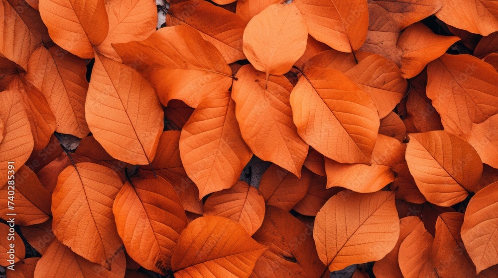 Vibrant Autumn Foliage Background with a Dense Collection of Orange Leaves