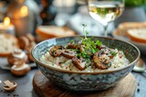 mushroom risotto in a top class restaurant 